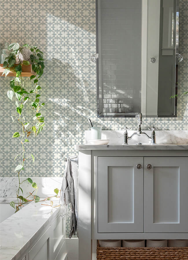 remy-teal-fleur-tile-wallpaper-york-wallcoverings-4072-70035 - York Wallcoverings Papel pintado