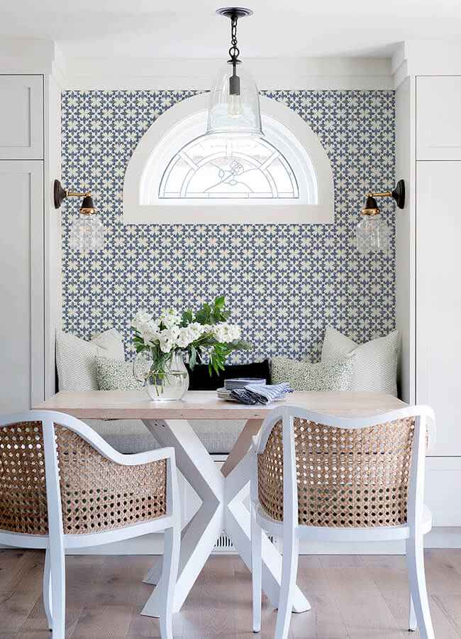 Remy Blue Fleur Tile Wallpaper - York Wallcoverings - 4072-70033 - York Wallcoverings Wallpaper