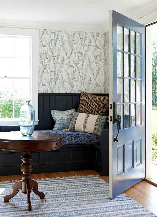 Hillaire Navy Meadow Wallpaper - York Wallcoverings - 4072-70028 - York Wallcoverings Wallpaper