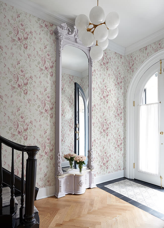 manon-pink-rose-stitch-wallpaper-york-wallcoverings-4072-70024 - York Wallcoverings Papel pintado