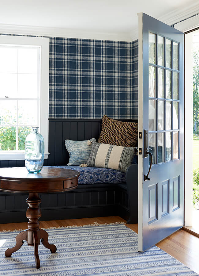 antoine-dark-blue-flannel-wallpaper-york-wallcoverings-4072-70019 - York Wallcoverings Papel pintado