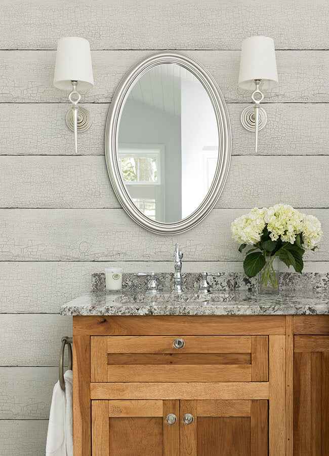 Morgan White Distressed Wood Wallpaper - York Wallcoverings - 4072-70010 - York Wallcoverings Wallpaper