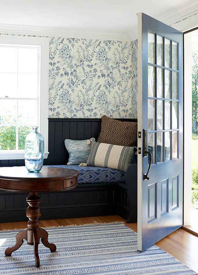 Frederique Blue Floral Wallpaper - York Wallcoverings - 4072-70004 - York Wallcoverings Wallpaper