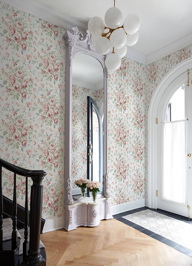 manon-raspberry-rose-stitch-wallpaper-york-wallcoverings-4072-70023 - York Wallcoverings Papel pintado