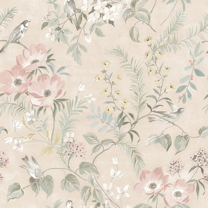 frederique-blush-bloom-wallpaper-york-wallcoverings-4072-70003 - York Wallcoverings Papel pintado