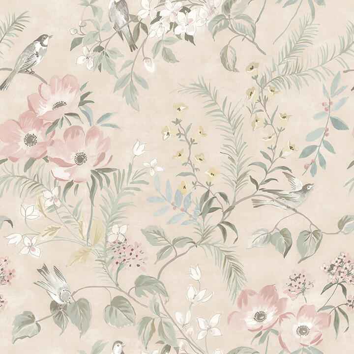 Frederique Blush Bloom Wallpaper - York Wallcoverings - 4072-70003
