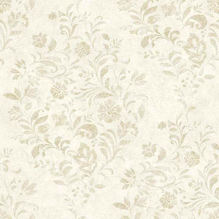 Isidore Wheat Scroll Wallpaper - York Wallcoverings - 4072-70007 - York Wallcoverings Wallpaper