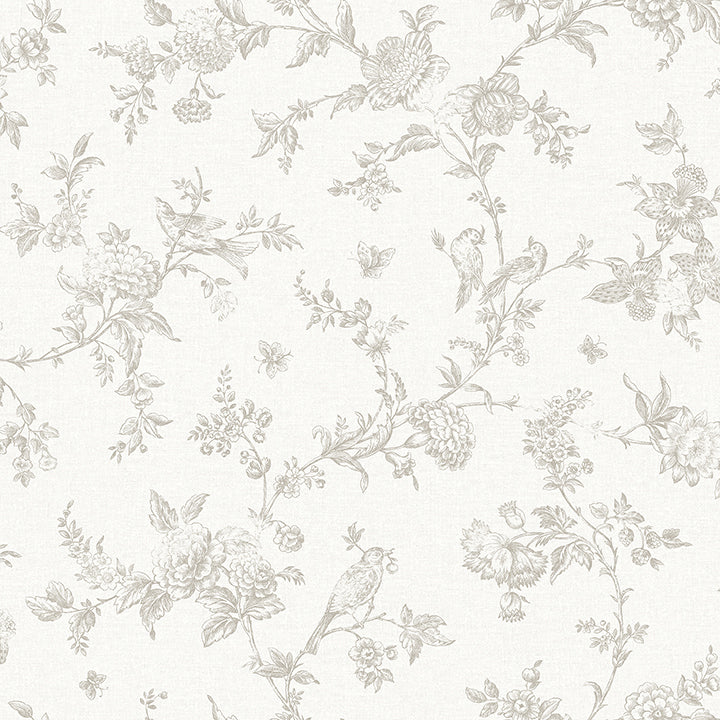 nightingale-taupe-floral-trail-wallpaper-york-wallcoverings-4072-70063 - York Wallcoverings Papel pintado