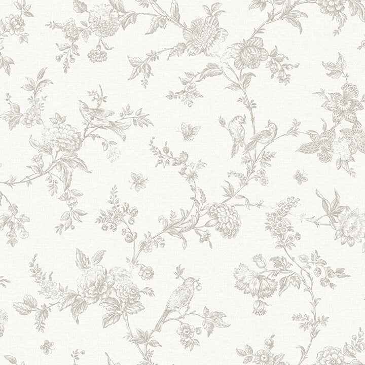 Nightingale Taupe Floral Trail Wallpaper - York Wallcoverings - 4072-70063