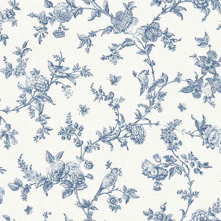 Nightingale Navy Floral Trail Wallpaper - York Wallcoverings - 4072-70064