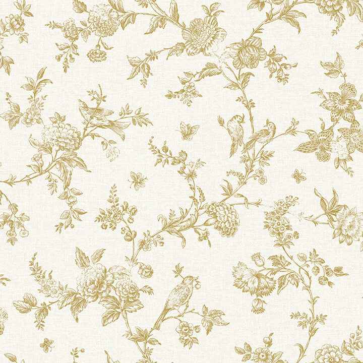 Nightingale Wheat Floral Trail Wallpaper - York Wallcoverings - 4072-70061