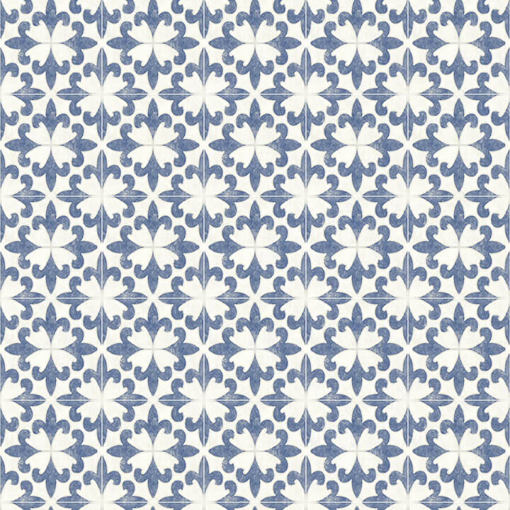 remy-blue-fleur-tile-wallpaper-york-wallcoverings-4072-70033 - York Wallcoverings Papel pintado