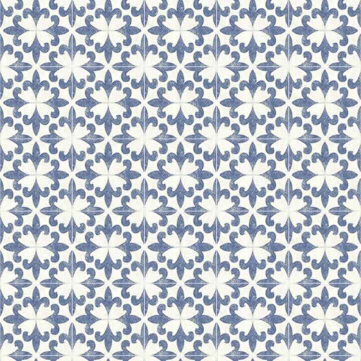 Remy Blue Fleur Tile Wallpaper - York Wallcoverings - 4072-70033