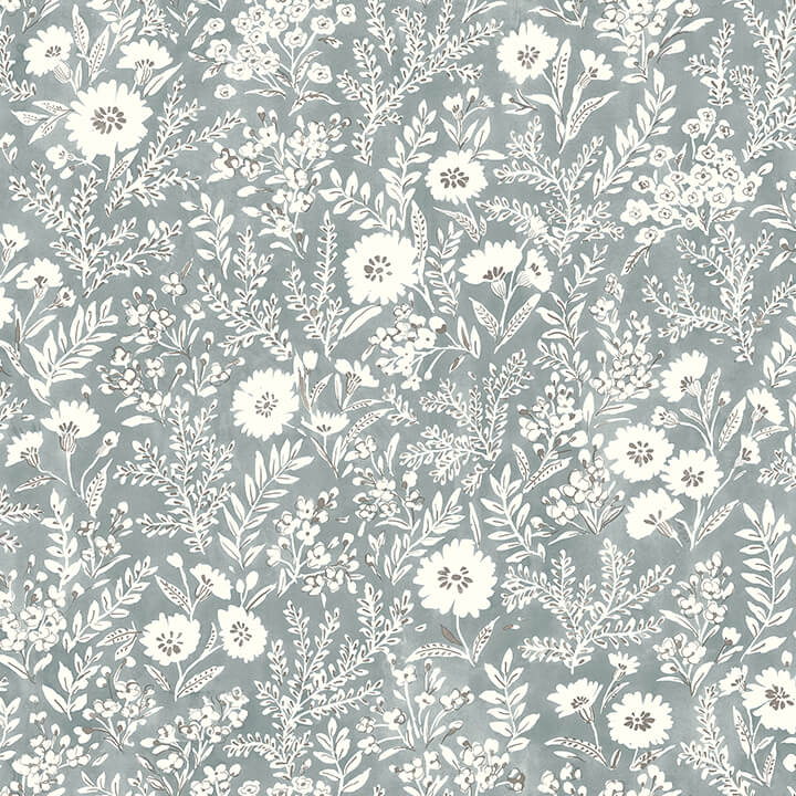 agathon-blue-floral-wallpaper-york-wallcoverings-4072-70051 - York Wallcoverings Papel pintado