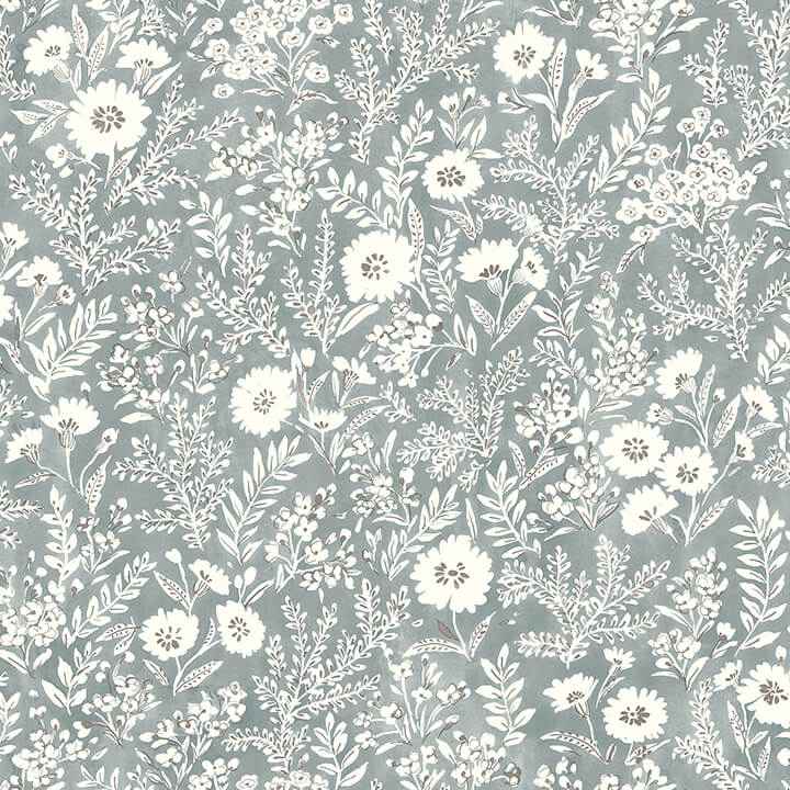 Agathon Blue Floral Wallpaper - York Wallcoverings - 4072-70051