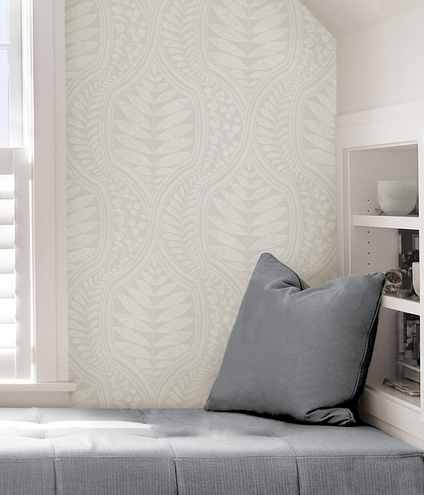 grey-foliate-peel-and-stick-wallpaper-york-wallcoverings-sls3982 - York Wallcoverings Wallpaper