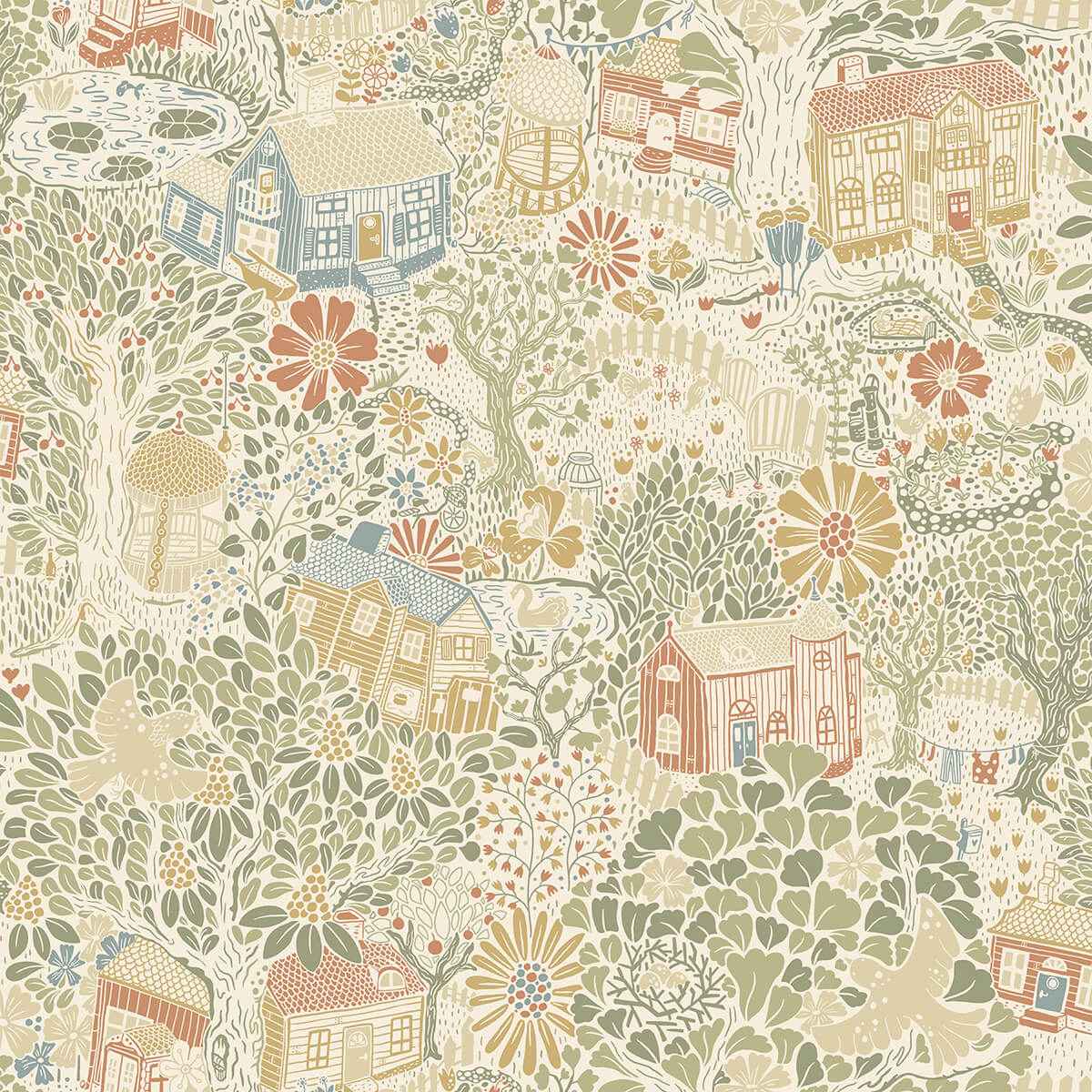 Bygga Bo Neutral Woodland Village Wallpaper - York Wallcoverings - 4111-63001 - York Wallcoverings Wallpaper