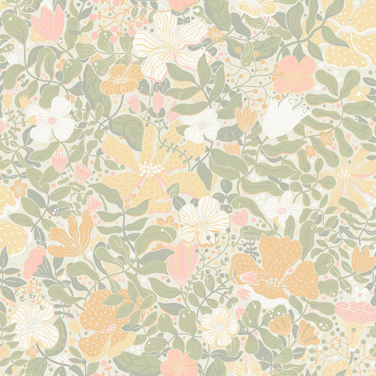 midsommar-pastel-floral-medley-wallpaper-york-wallcoverings-4111-63019 - York Wallcoverings Papel pintado