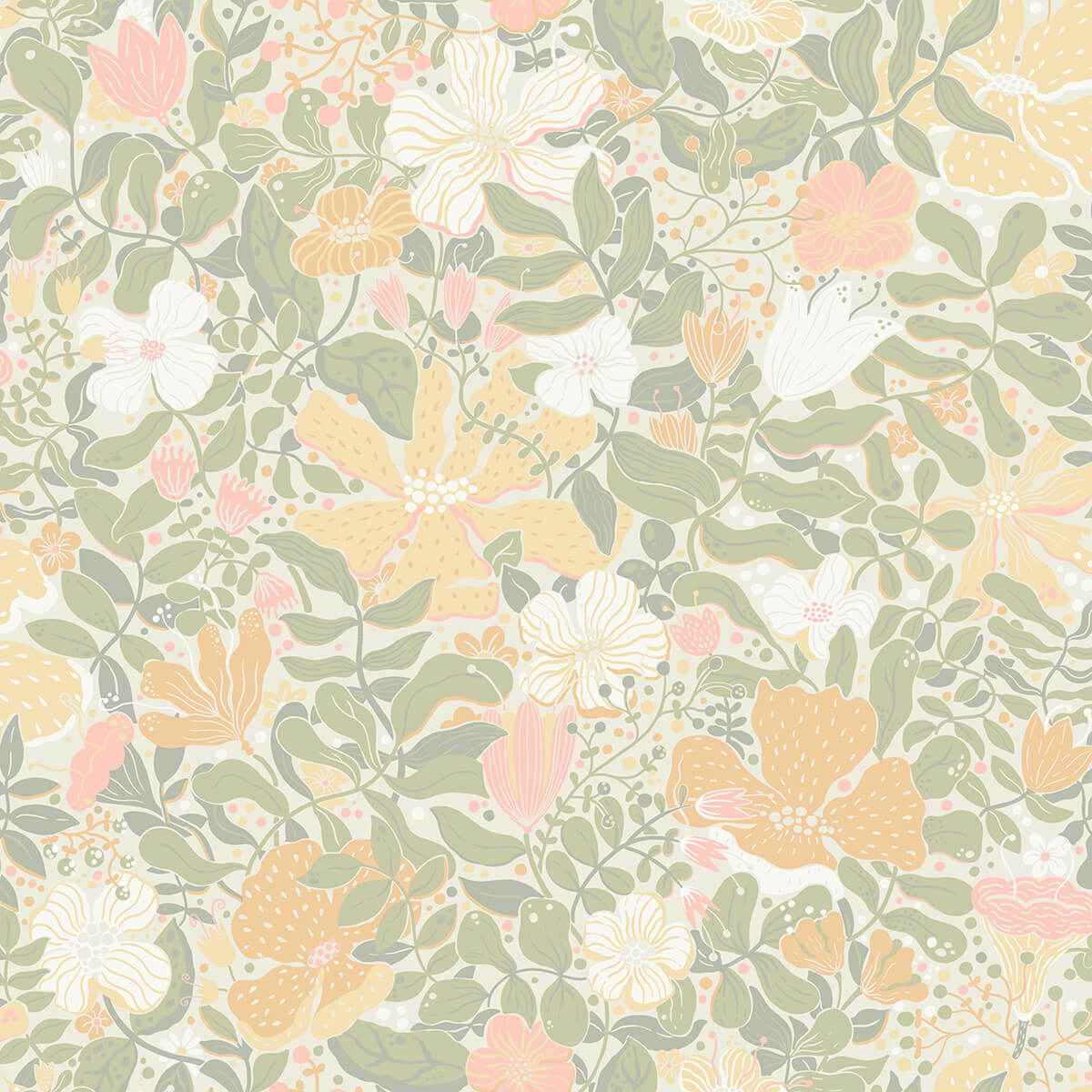 Midsommar Pastel Floral Medley Wallpaper - York Wallcoverings - 4111-63019