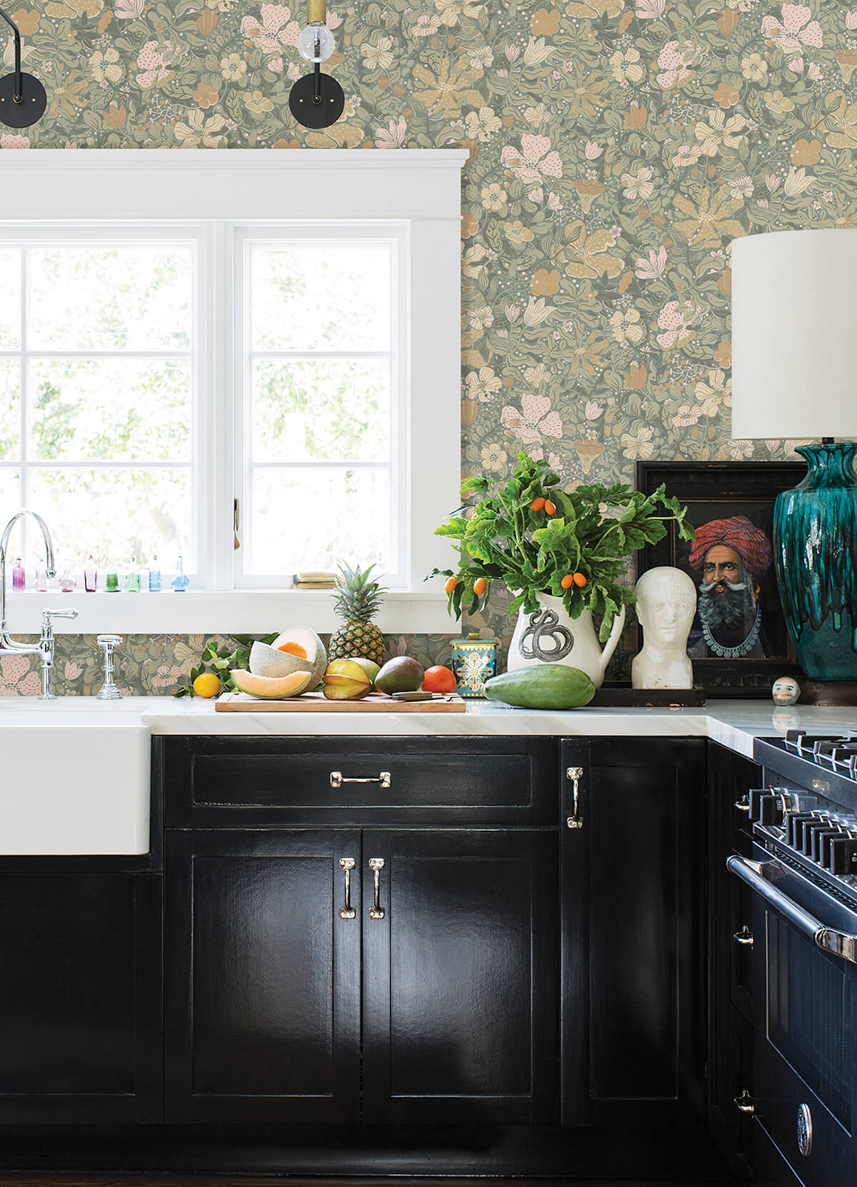 midsommar-grey-floral-medley-wallpaper-york-wallcoverings-4111-63020 - York Wallcoverings Papel pintado