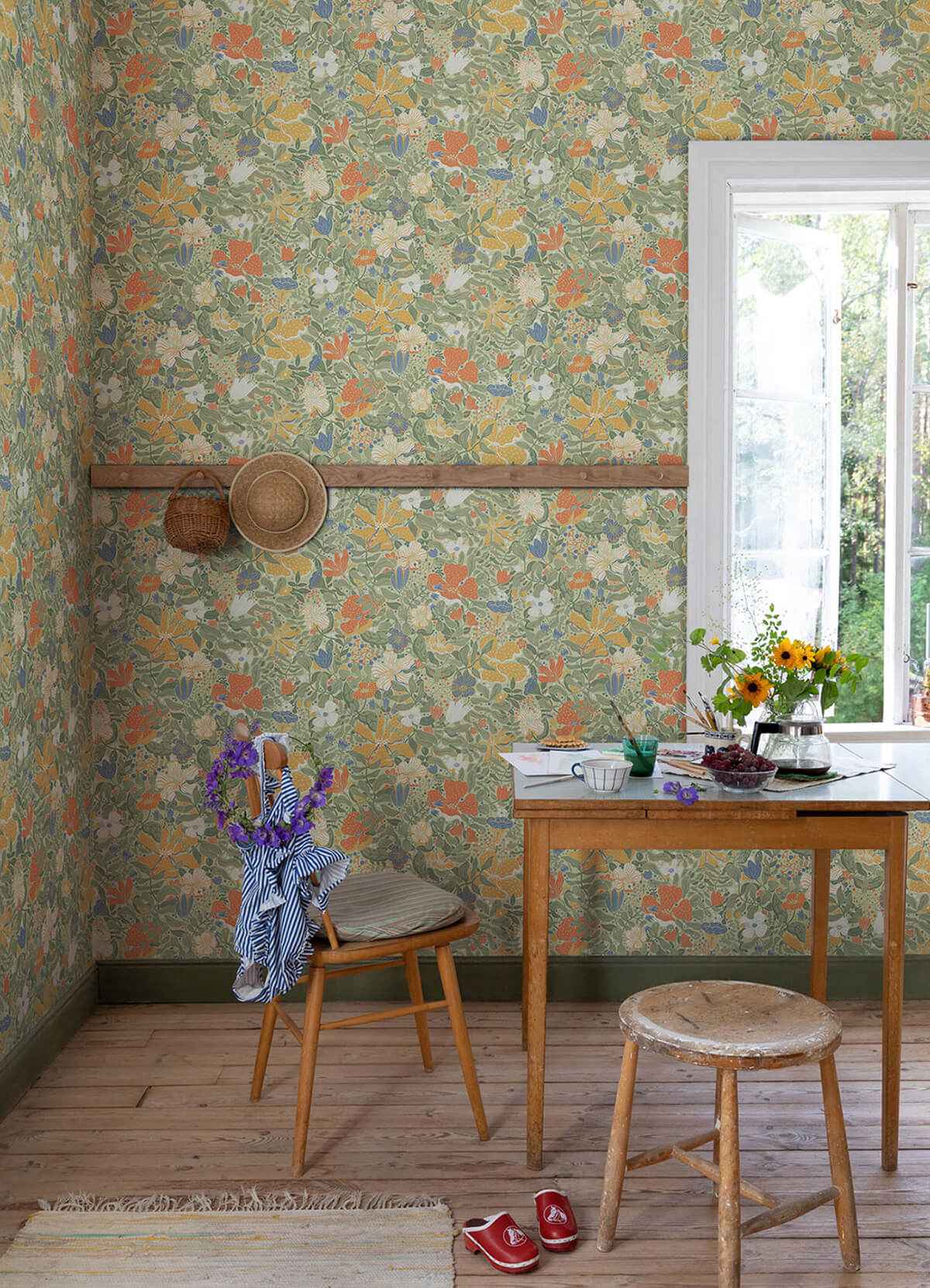 Midsommar Sage Floral Medley Wallpaper - York Wallcoverings - 4111-63018 - York Wallcoverings Wallpaper
