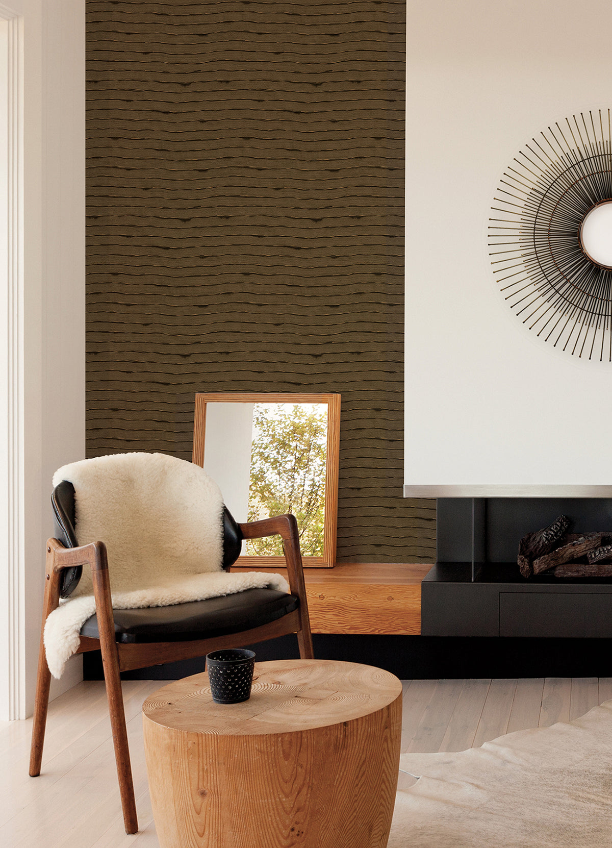 naia-brown-horizontal-wavy-lines-wallpaper-york-wallcoverings-ast4681 - York Wallcoverings Wallpaper