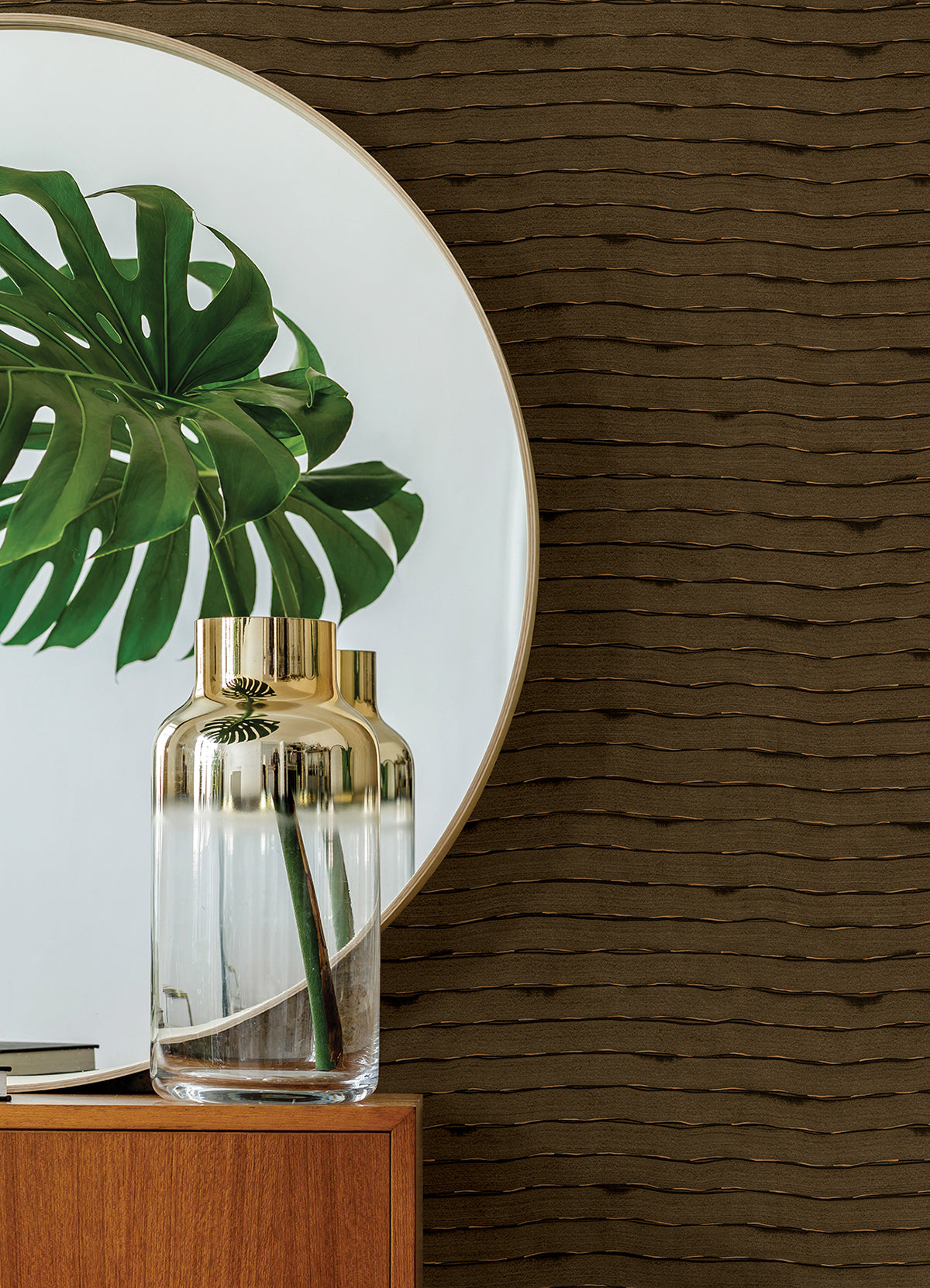 naia-brown-horizontal-wavy-lines-wallpaper-york-wallcoverings-ast4681 - York Wallcoverings Wallpaper