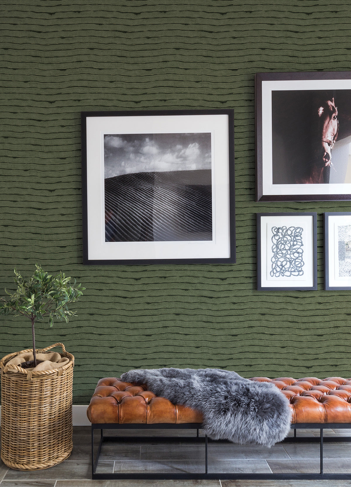 naia-green-horizontal-wavy-lines-wallpaper-york-wallcoverings-ast4683 - York Wallcoverings Wallpaper