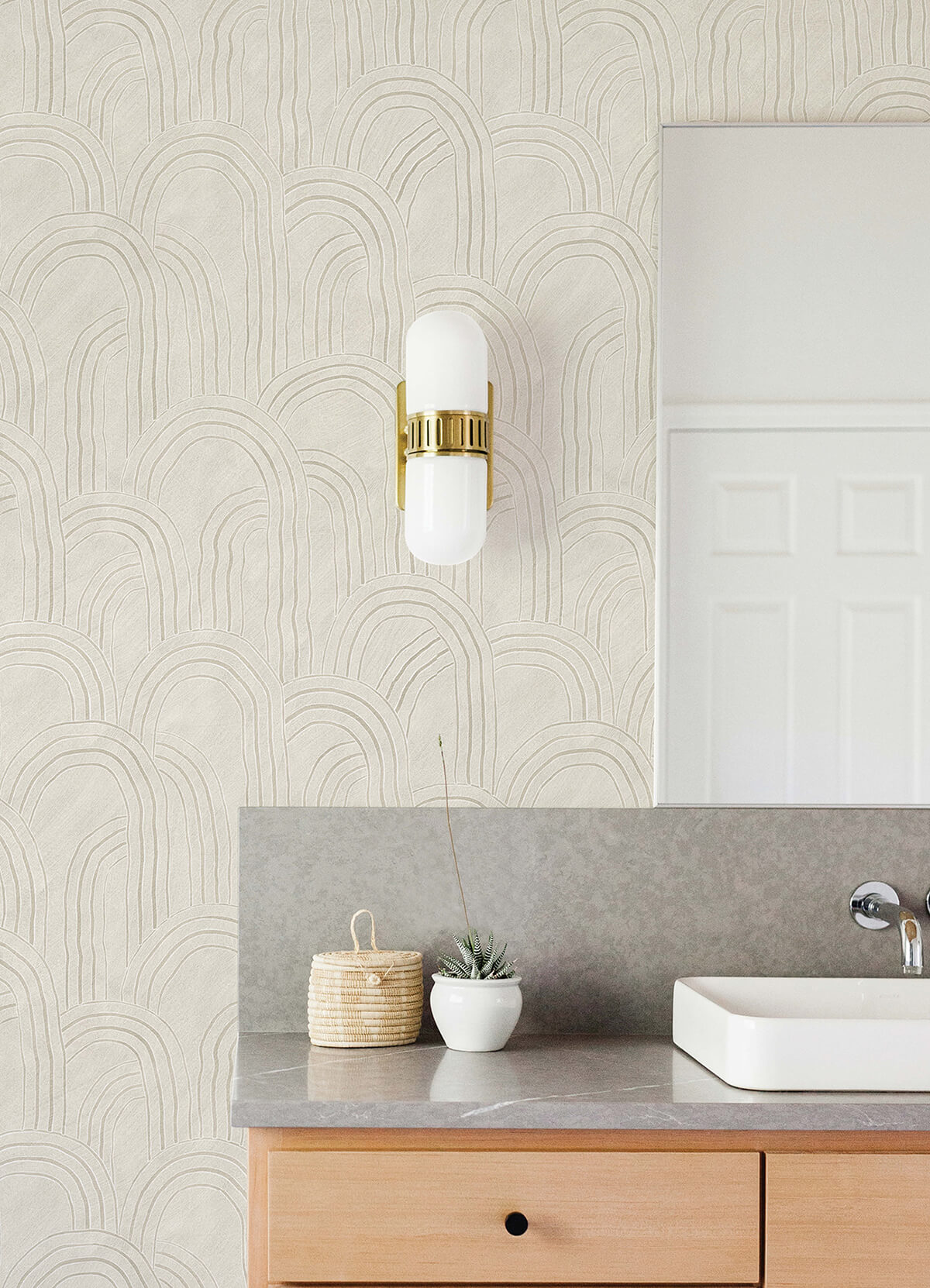 cabo-cream-rippled-arches-wallpaper-york-wallcoverings-ast4687 - York Wallcoverings Wallpaper