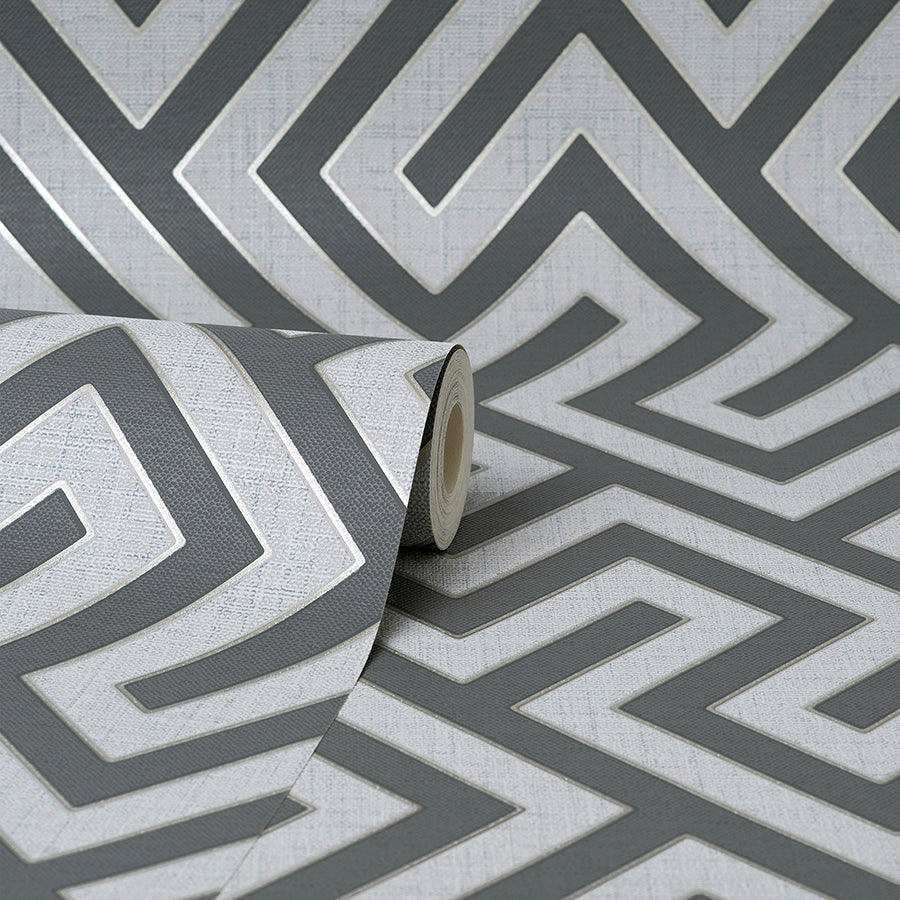 meander-charcoal-geo-wallpaper-york-wallcoverings-fd43069 - York Wallcoverings Wallpaper