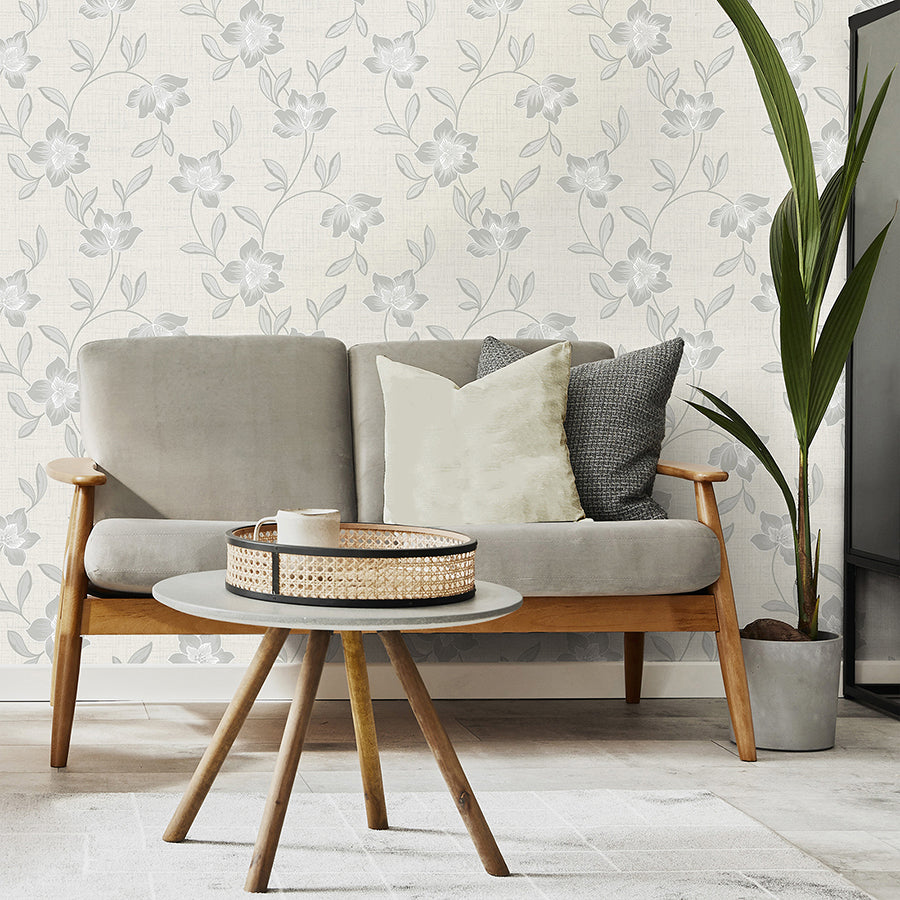 larson-grey-floral-wallpaper-york-wallcoverings-fd43068 - York Wallcoverings Wallpaper