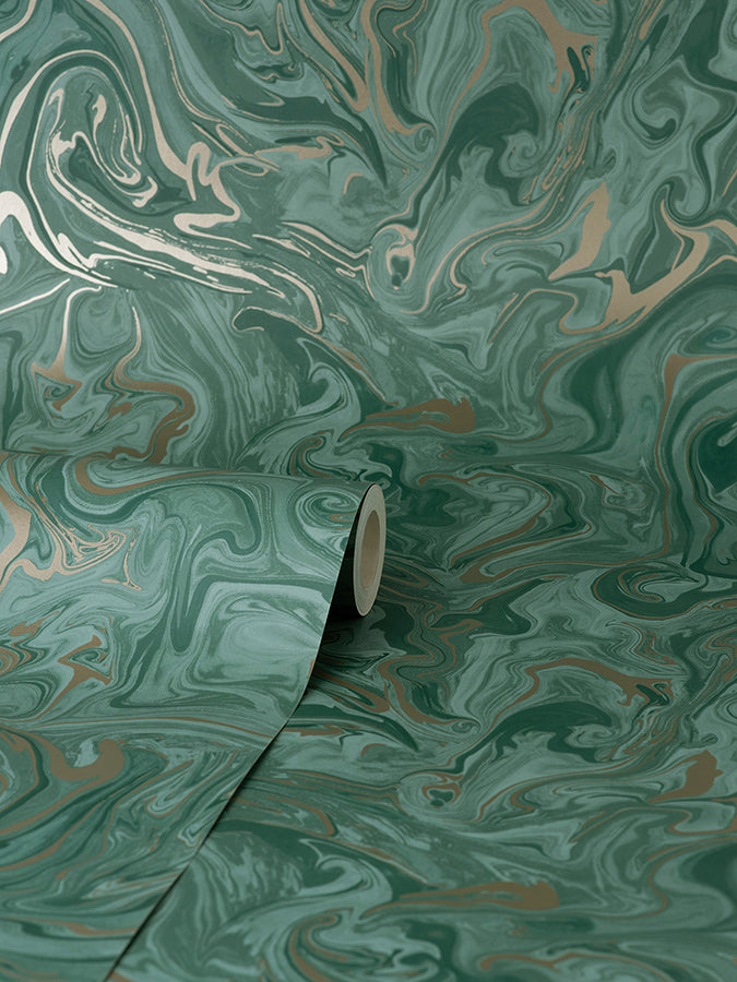 suave-dark-green-marble-wallpaper-york-wallcoverings-fd43058 - York Wallcoverings Wallpaper