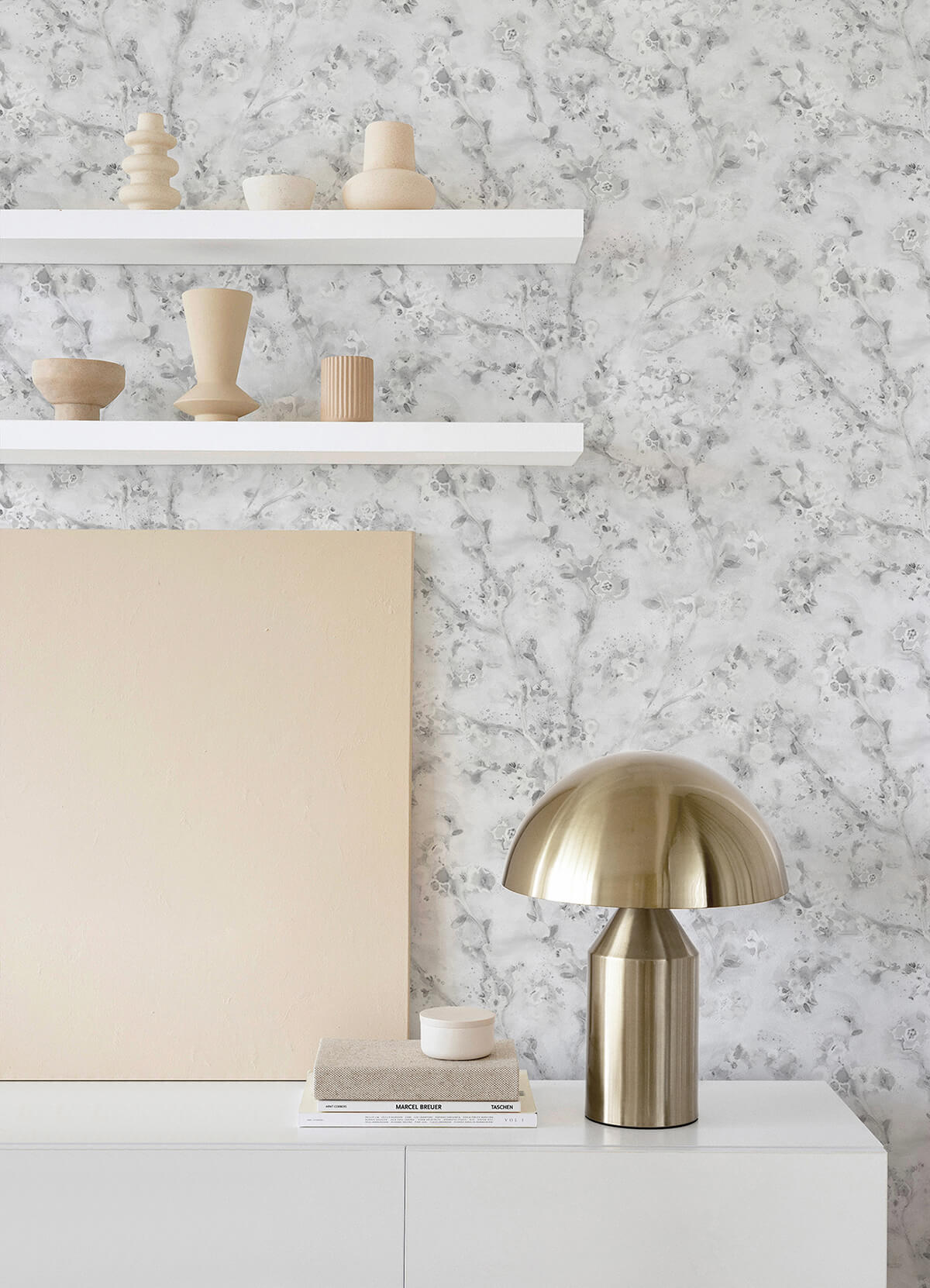 grey-hana-botanical-peel-and-stick-wallpaper-york-wallcoverings-ats4737 - York Wallcoverings Wallpaper
