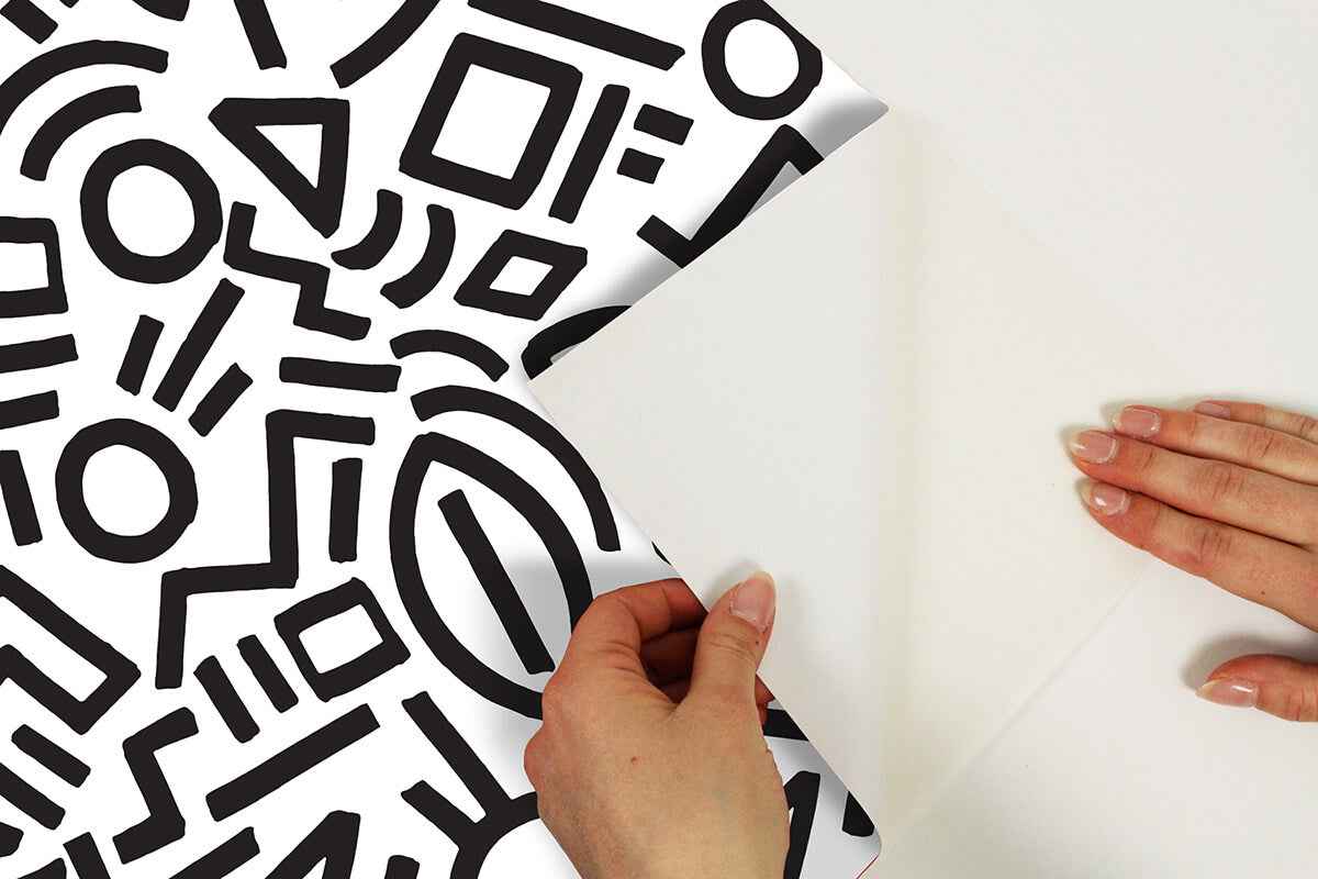 Black Doodle Abstract Peel and Stick Wallpaper - York Wallcoverings - AES4789 - York Wallcoverings Wallpaper