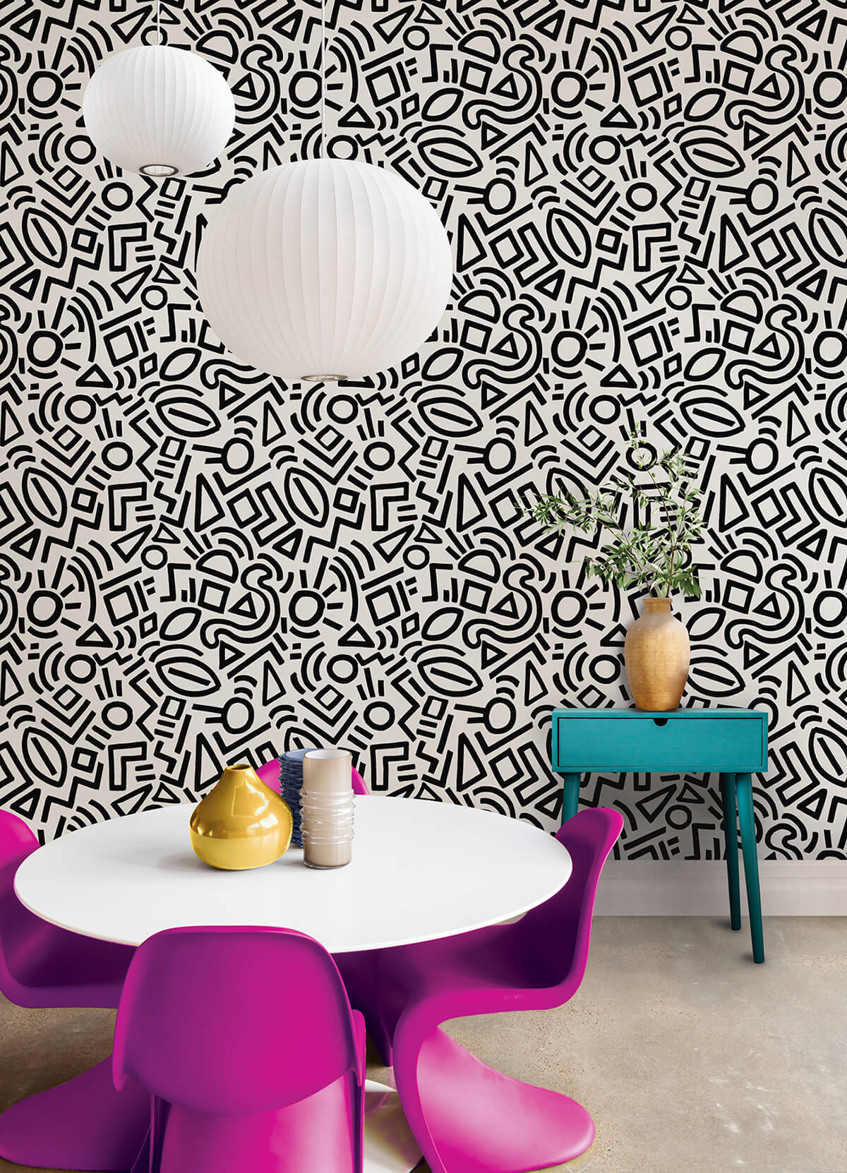 black-doodle-abstract-peel-and-stick-wallpaper-york-wallcoverings-aes4789 - York Wallcoverings Wallpaper