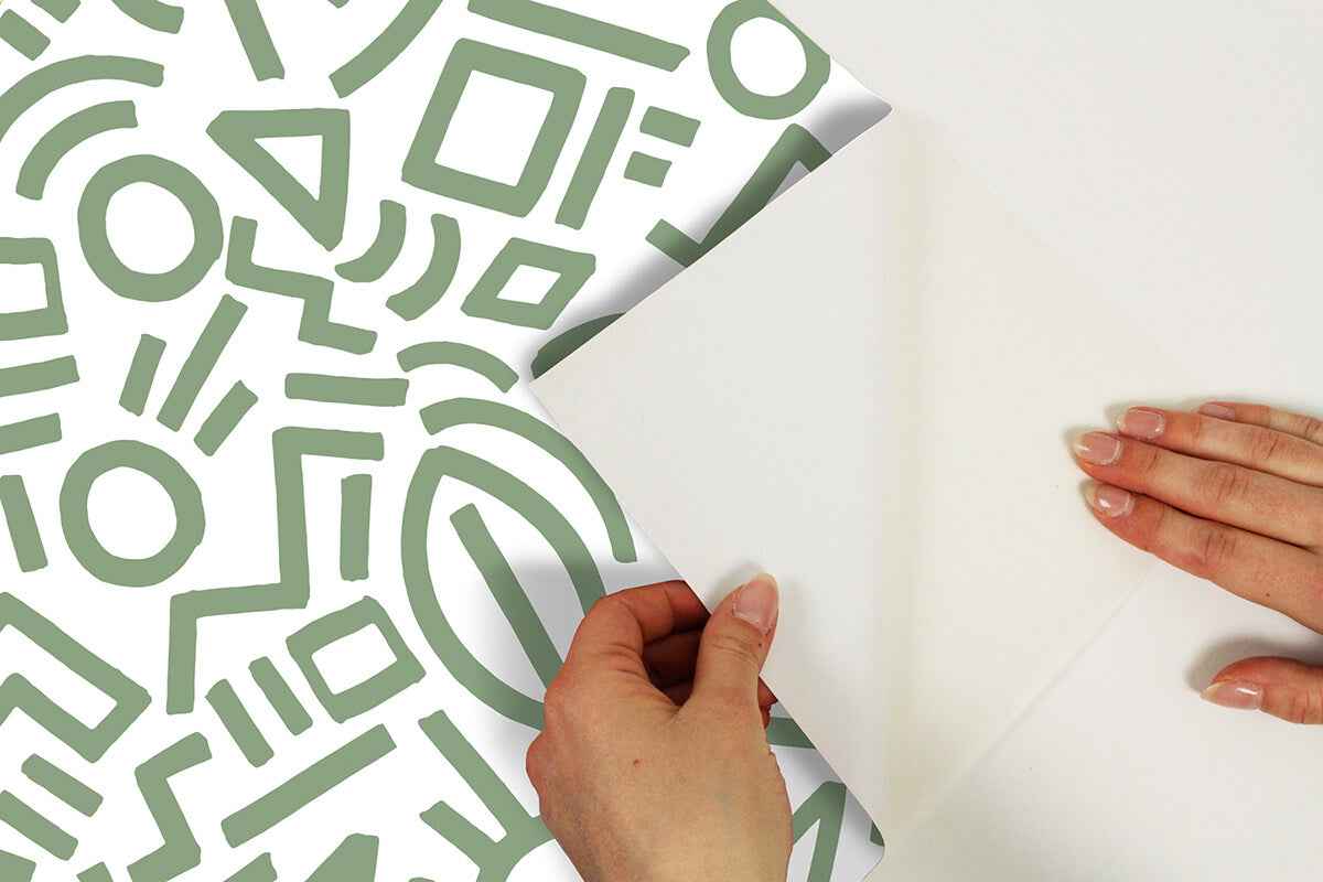 Sage Doodle Abstract Peel and Stick Wallpaper - York Wallcoverings - AES4791 - York Wallcoverings Wallpaper