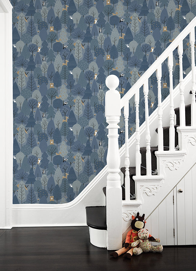 Quillen Indigo Forest Wallpaper - 4060-51601 - York Wallcovering