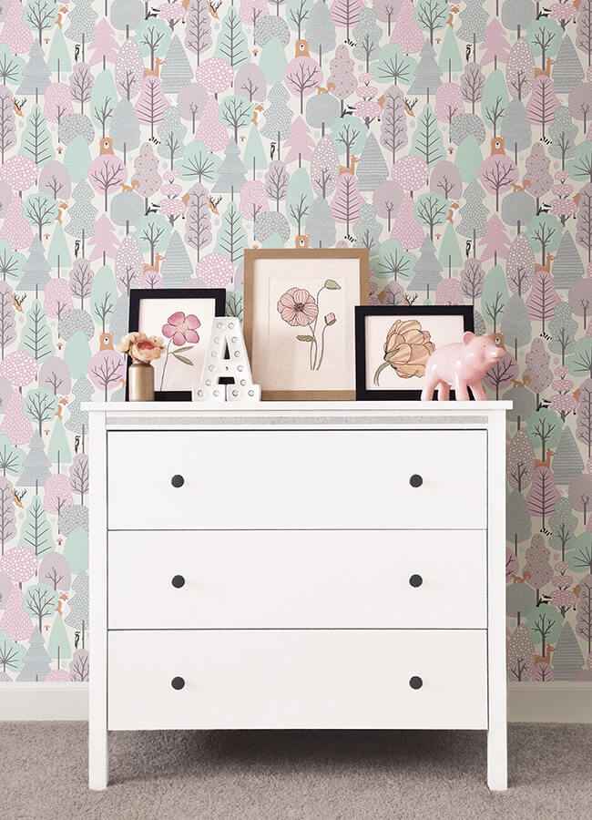 Quillen Pink Forest Wallpaper - York Wallcoverings - 4060-51603 - York Wallcoverings Wallpaper