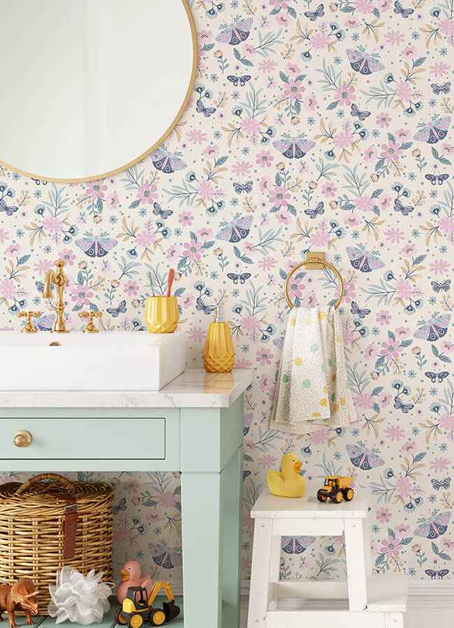 Zev Pink Butterfly Wallpaper - York Wallcoverings - 4060-58103 - York Wallcoverings Wallpaper