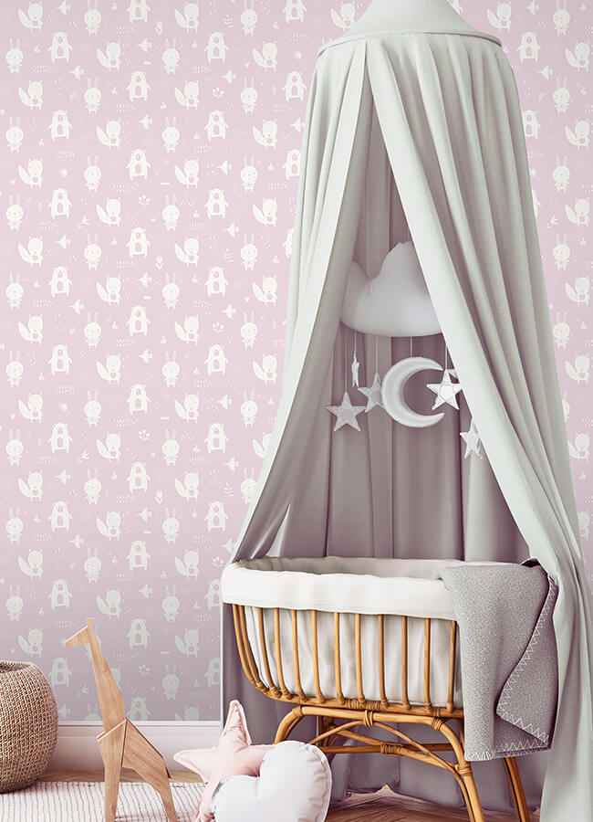 Bitsy Pink Woodland Wallpaper - York Wallcoverings - 4060-91303 - York Wallcoverings Wallpaper