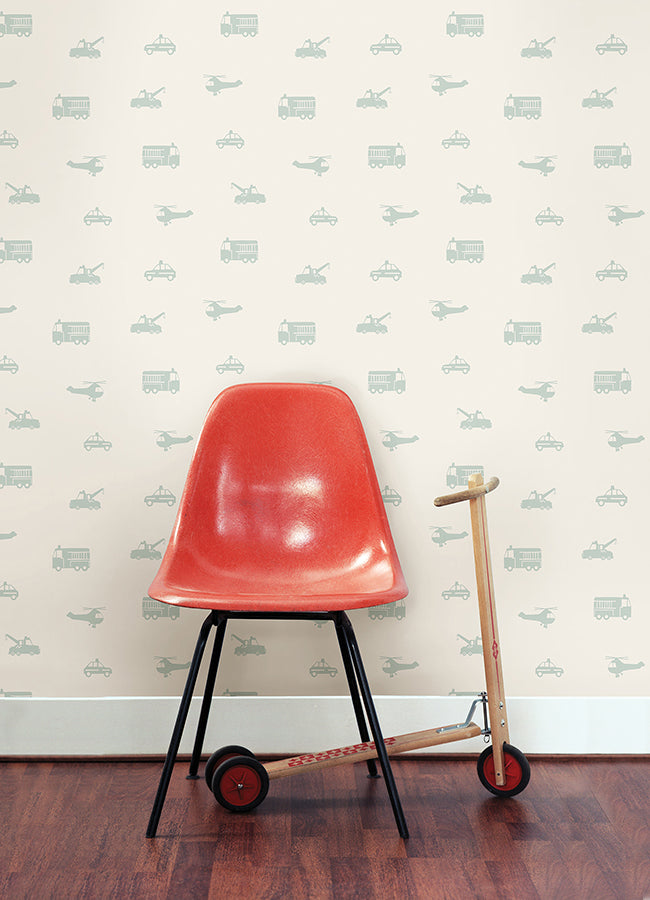 Briony Sage Vehicles Wallpaper - 4060-128856 - York Wallcovering