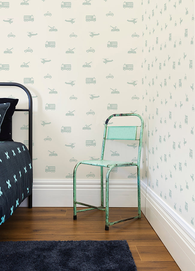 Briony Sage Vehicles Wallpaper - 4060-128856 - York Wallcovering