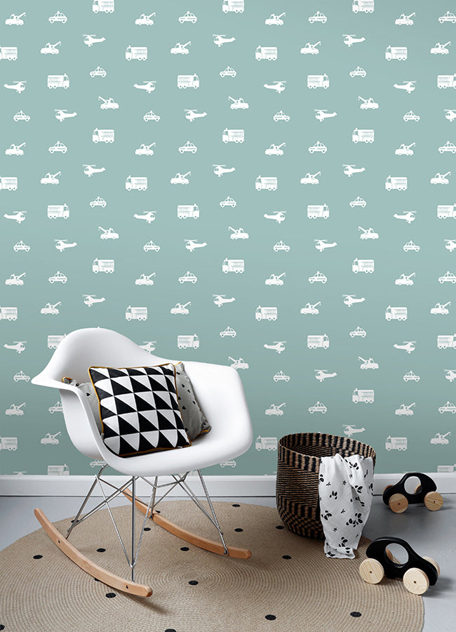 Briony Blue Vehicles Wallpaper -4060-128864 - York Wallcovering