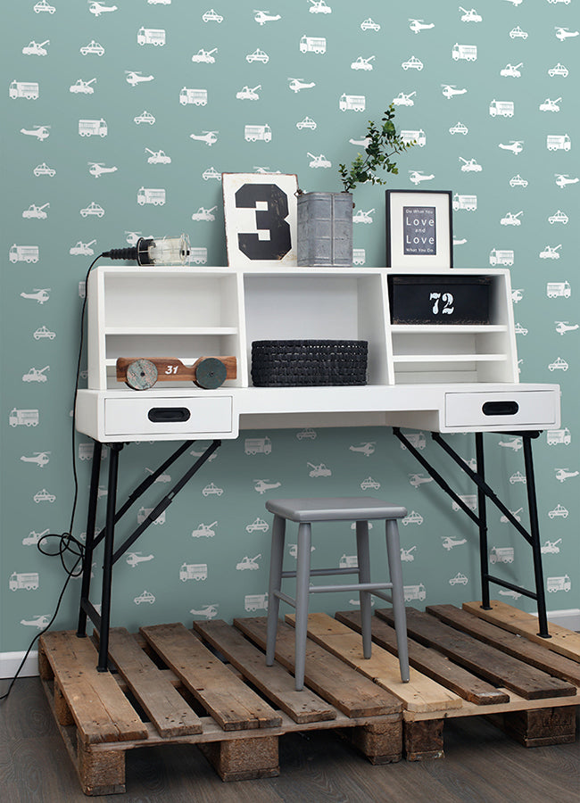 Briony Blue Vehicles Wallpaper -4060-128864 - York Wallcovering