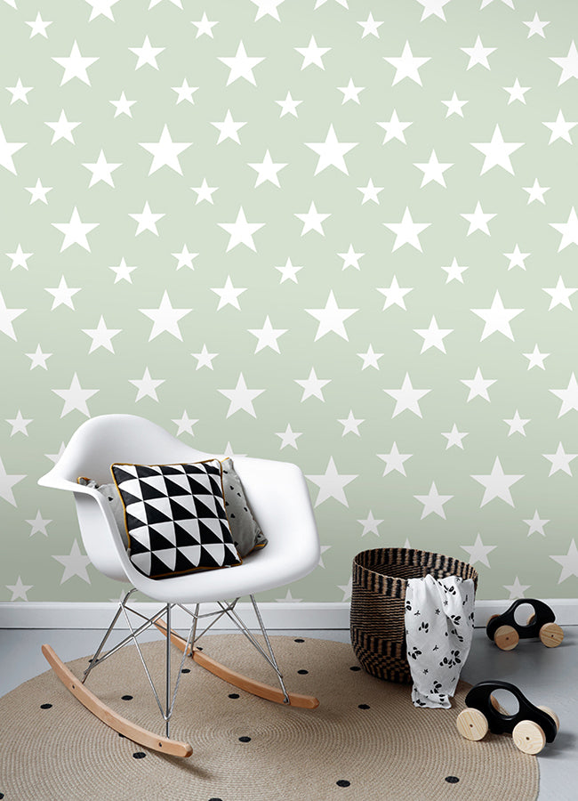 Amira Sage Stars Wallpaper - 4060-128865- York Wallcovering