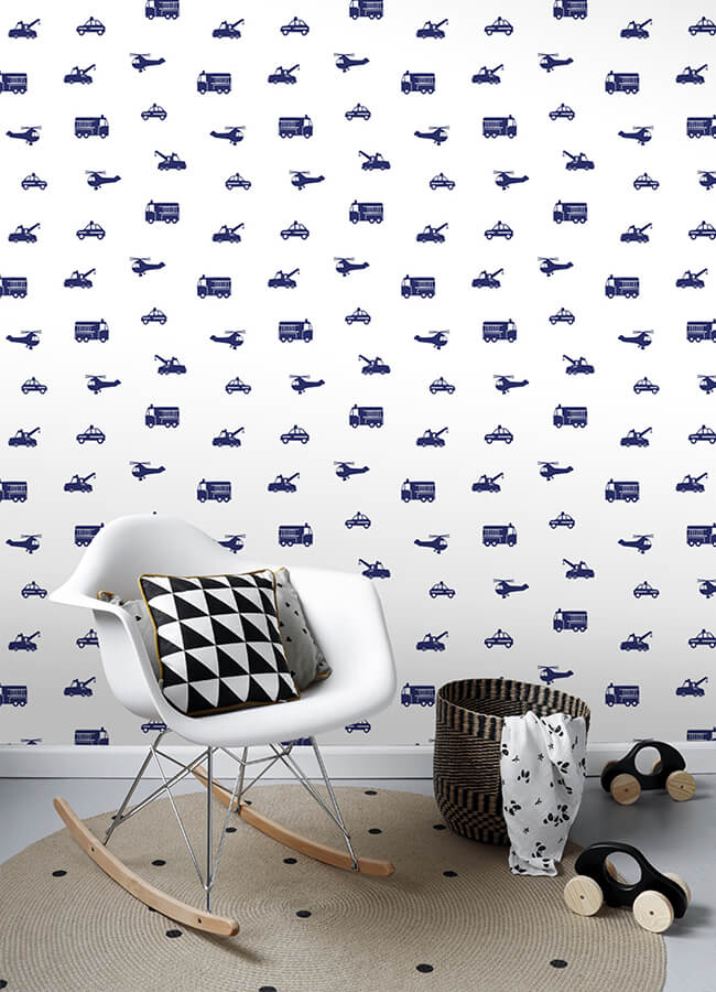 briony-navy-vehicles-wallpaper-york-wallcoverings-4060-137321 - York Wallcoverings Papel pintado