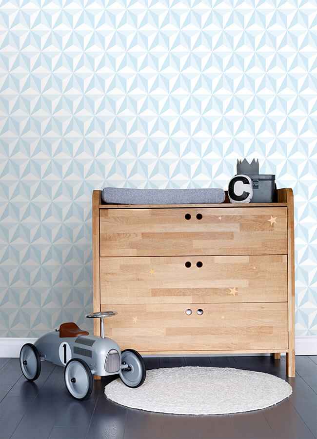 Adella Sky Blue Geometric Wallpaper - York Wallcoverings - 4060-138912