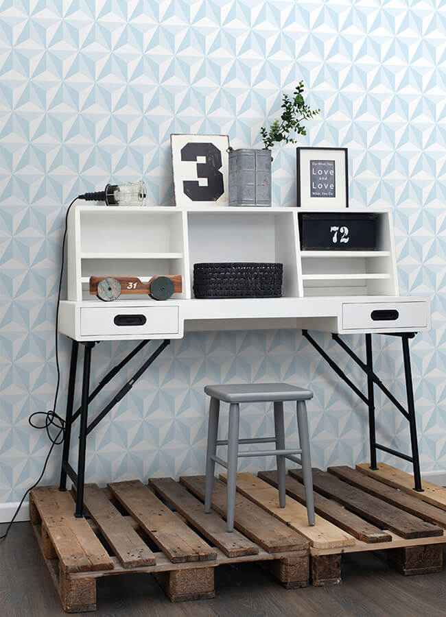 Adella Sky Blue Geometric Wallpaper - York Wallcoverings - 4060-138912 - York Wallcoverings Wallpaper