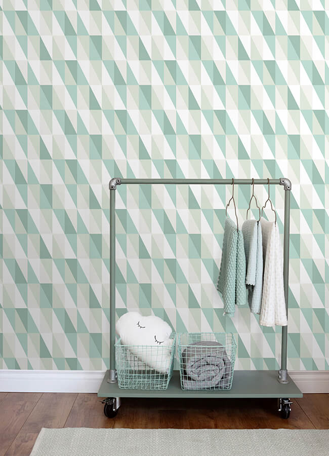 inez-teal-geometric-wallpaper-york-wallcoverings-4060-138920 - York Wallcoverings Wallpaper