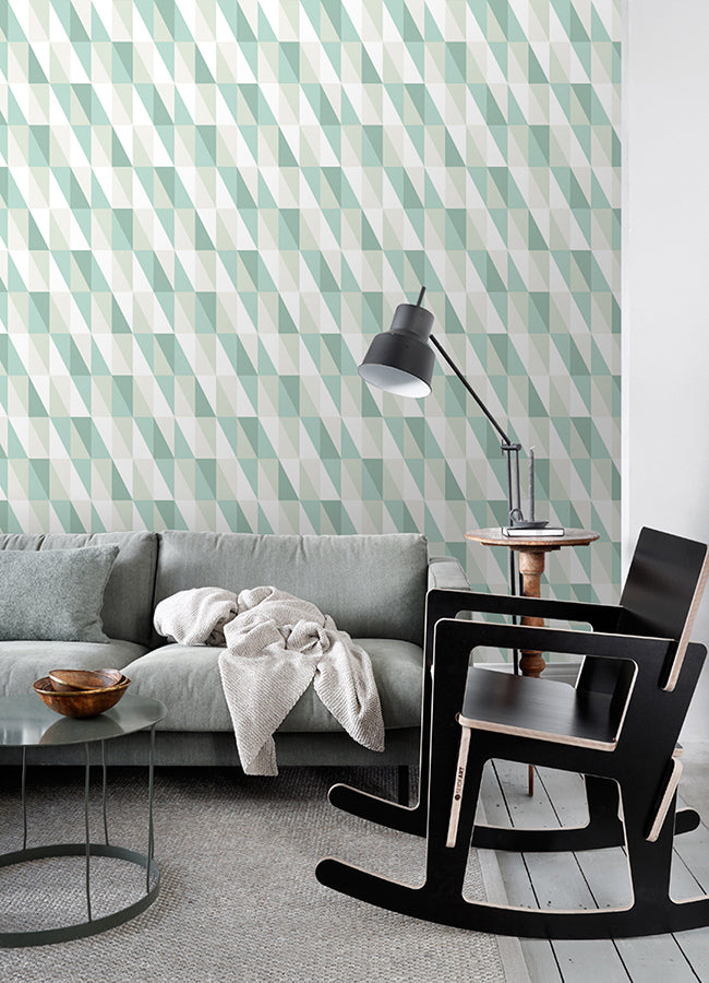 Inez Teal Geometric Wallpaper - 4060-138920- York Wallcovering